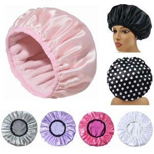 STARGOODS Terry Cloth Lined Shower Cap Reusable EVA Exterior Bath Hair Cap Long Hair Bath Hat Thick Shower Hair Cover Hair