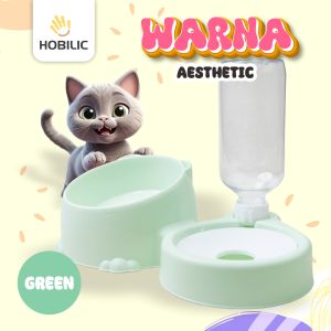 Hobilic Tempat Makan Minum Kucing 2 in 1 Otomatis Tempat Makan dan Minum Kucing Lucu Anti Semut