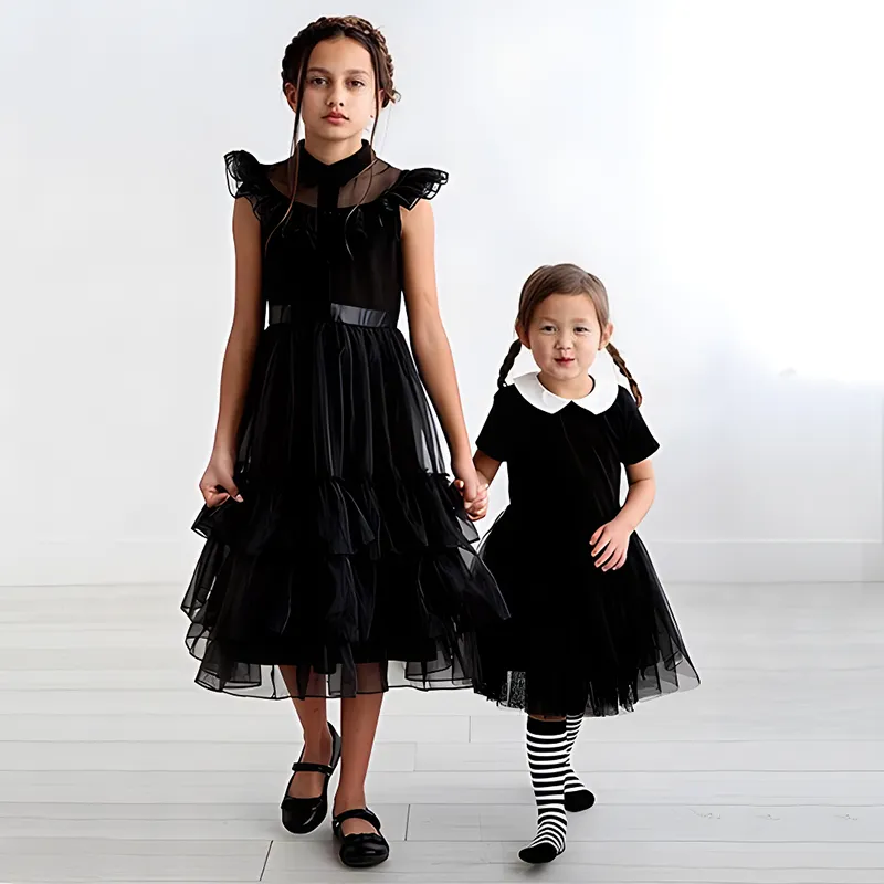 Wednesday Addams Cosplay For Girl Costume New Vestidos For Kids