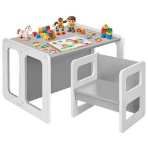 Happy Kiddos TF6912 Wooden Montessori Table and Chair Set for Kids Multi Function Study Table