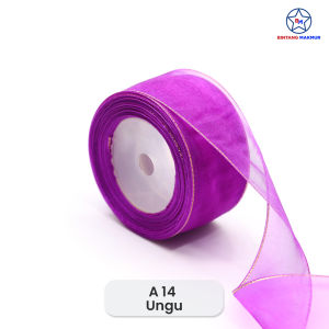 Bintang Makmur - Pita Organdi List Emas 1.5 inch 1.5 inci 1 1/2" 4cm isi 20 Yard