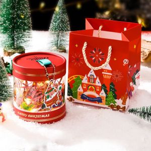 FOUNDTWO Rỗng Hộp kẹo giáng sinh Tròn Bền Hộp đóng gói Năm mới Đa năng Hộp quà tặng hình nơ Phụ nữ