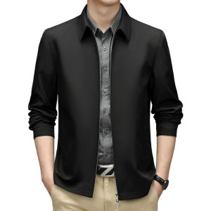 HFH Mens Lapel Collar Jacket Turn Down Collar Casual Outerwear Jacket Authentic Clearance Sale Mens Fashion Coat Daily Wear