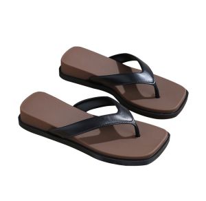 [Free Shipping] Summer Casual Versatile WomenS Flip-Flops With Thick Platform Heels Retro Color-Blocking Design And A High-End Look Perfect For The Beach And Outdoor Wear
