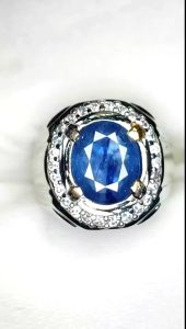 Cincin Permata Natural Blue Sapphire Sri Lanka Cutting + Sertifikat