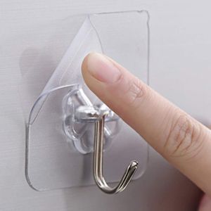 Adhesive Tape Hanger Strong Sticky Hook Heavy Duty Wall Storage Hook Set House Kitchen Office Accessories Transparent square 1PCS