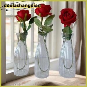 [Duola] Nordic Transparent Plastic Vase Flower Arrangement Container Creative Hydroponic Plant Flower Vases Home Living Room Desk Decor