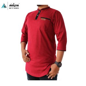 Baju Kaos muslim pria | Kurta Pakistan AZLINA  | Kaos kurta  kurta pakistan kaos muslim | Kaos Koko Pakistan 3/4 /KURTA bahan kaos cotton LENGAN 3/4 M-L-XL-XXL