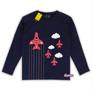 Baju anak laki laki distro lengan panjang motif pesawat PLANE warna navy bahan katun premium 30 s