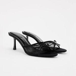 New WomenS Shoes With Bowknot High-Heeled Sandals Pointed Toe Stiletto Mesh High-Heeled Sandals For Women Summer Shoes