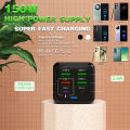 150Wหัวชาร์จเร็ว ช่องเสียบชาร์จหลายพอร์ต150W ใหม่ 4USB+ 2PD โทรศัพท์มือถือ6-In-1 ที่ชาร์จความเร็วสูง สายชาร์จ3in1แท้ สายชาร์จหลายหัว. 