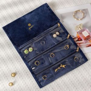 COUPLECOL 9/18 Compartments Velvet Jewel Bag Anti-Scratch Foldable Travel Jewelry Organizer Durable Portable Jewelry Storage Roll Bag Travel Outdoor Use