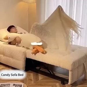 Lazy Sofa Candy Bed For Living Room White Brown Beige Lazy Sofa Foldable  Friendly
