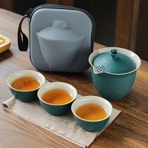 Teapot set 5pcs tea cup free bag paket teko teh dan cangkir free tas portable / hampers tea pot
