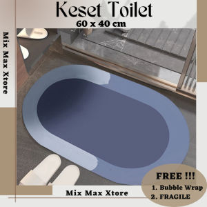 Keset Kamar Mandi Anti Slip 60x40cm Absorbent Oval - Blue