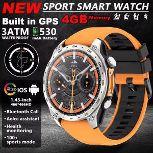 New GPS Tracker Men Smart 3ATM Swimming Waterproof Watches 1.43" AMOLED Always Display Compass 530mAh Battery BT Call Smartwatch Men