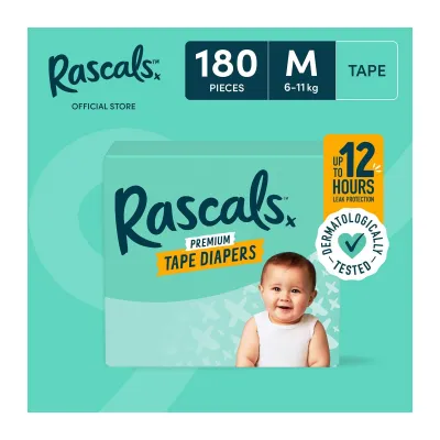Rascals Tape Medium Diaper Case - 60 PCS X 3 (180 PCS)