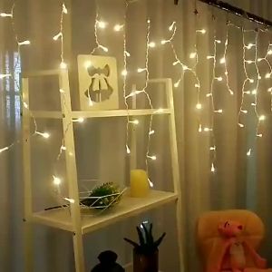 Lampu Raya 5M216LED EU Plug Window Curtain Fairy Lights String Light Outdoor Waterproof Light For Hari Raya Decoration