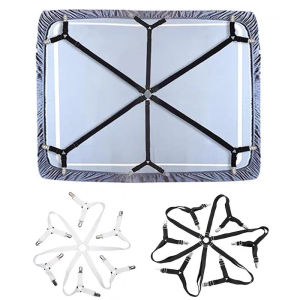 Bed Sheet Holders With Adjustable Straps And Triangle Clips For A Secure Fit
