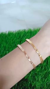 Gelang rantai penang ukir 4× / gelang perak asli silver 925 lapis emas/ gelang fashion wanita terbaru