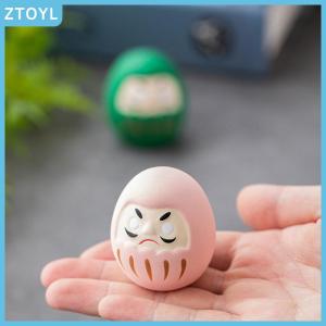 ZTOYL  Japanese Ceramic Daruma Doll Crafts Lucky Charm Fortune Ornament Landscape Home Decor Miniature Accessories Gifts