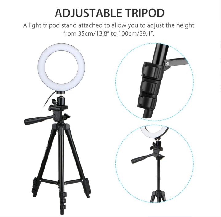 Selfie Ring Light with Tripod Stand Cell Phone Holder for Live