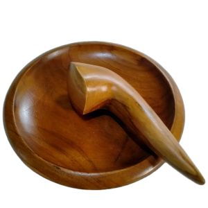 cobek kayu jati kwalitas premium diameter 20 cm lengkap dengan ulekan