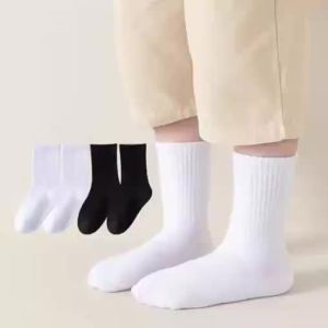 5Pairs/Set 3-13Years Baby Girls Boys Casual Sports Socks Soild Soft Cotton Four Season School Socks Black White Gray Kids Socks