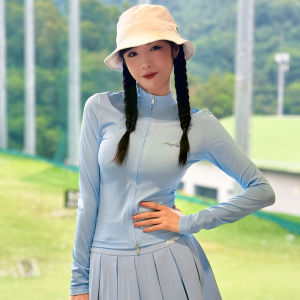 Golf Clothing For Autumn and Winter. Womens Autumn and Winter Long-sleeved Button-down Zip-up T-shirts. Fashionable High-quality Form-fitting Stylish Comfortable Outdoor Casual and Sports Outfits. Short Skirts.