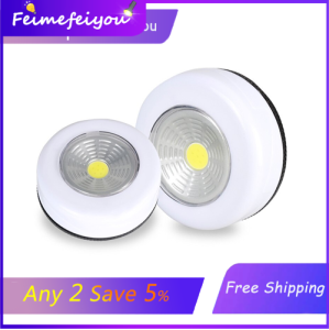 Đèn LED Treo Tường/Đèn Ngủ Vỏ COB Tròn Không Dây Cảm Ứng Màu Trắng Ánh Sáng Trắng Đèn Ngủ Khẩn Cấp Cho Tủ Quần Áo Tủ Chén Phòng Ngủ Nhà Bếp Sử Dụng Pin AAA 1.2W