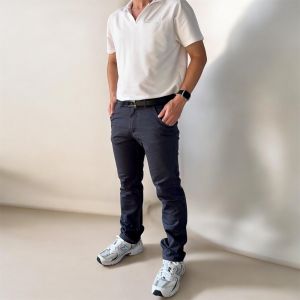 กางเกง ขายาว ผ้าชิโน ทรงกระบอก สีเทาเข้ม MEDIA JEANS (C801/27)