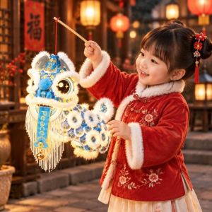 PARKOUR Ancient Chinese Style Lion Dance Lantern Cartoon New Year Luminous Lantern Blessing Handmade Portable Lantern Chinese New Year