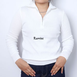 Atasan Wanita Lengan Panjang / Kaos Knit Premium / Atasan Turtleneck Zipper Model Kekinian - Ramise