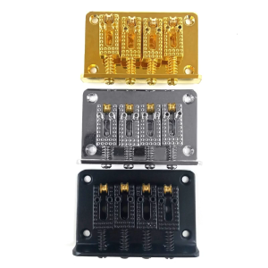 60mm 4 String Guitar Roller Saddle Hardtail Bridge Top Load Tailpiece Replacement Kits with L Shaped Wrench Mount Screws