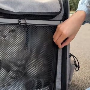 AimayaPet Portable Cat Bag Expandable Foldable Pet Backpack Large Space Outdoor Bag Travel Pet Bag Breathable