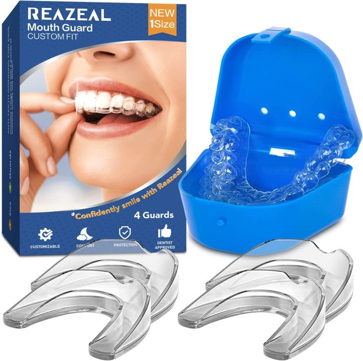 Reazeal Mouth Guard Custom Fit - 4 Pack/One Size