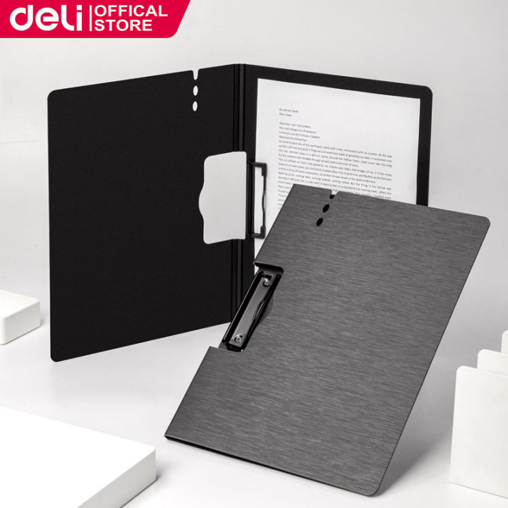 Deli 64512 horizontal foam PP folding board clip (dark gray) (piece)