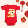 2025 Snake Year Cute Climbing Clothes CNY 福 Cartoon Design Pure Cotton Romper 吉祥 Baby Red Jumpsuit New Year Gift 新年快乐. 