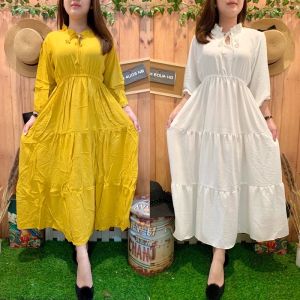 LONG DRESS NEWIE CRINCKLE BOW 3012 - GHAUDENS FASHION