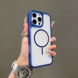 เคสโทรศัพท์แม่เหล็กเป็นมิตรกับผิวเคลือบสำหรับ iPhone 16 15 14 Plus 13 12 11 Pro Max เคสโครงอ่อน + ฝาหลังแข็งอะคริลิกสำหรับ iPhone 16 Pro Max Magsafe เคสป้องกันกันกระแทก