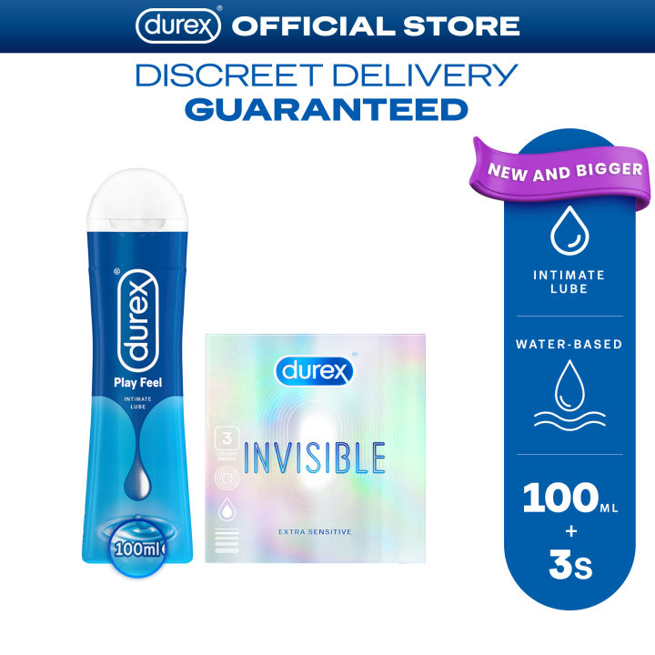 Durex Play Feel Lubricant Gel 100 mL + Durex Invisible Extra Thin Extra  Sensitive Condoms 3s Bundle - Lazada