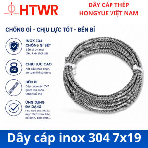 Dây Cáp Thép Inox 304 Cấu Trúc 7x19 Đường Kính 6.35 / 7.94/ 9.53 / 10mm – Chống Gỉ Chịu Lực Cao HONGYUE VIỆT NAM