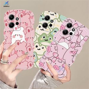 (Lokal Ready) Xinyu Casing hp Redmi Note 12 Redmi A1 A2 Note 11S 11 Pro Redmi 10C 10A 9A 9C 9T Note 10 5G Note 10S Note 9 Note8 Redmi A1 M3 Poco X3 Pro NFC Kartun Lucu Kelinci Kelinci Merah Muda Piggy dan Katak Tepi Gelombang TPU Silicon Cover