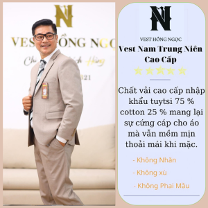 Vest Nam Trung Niên Hàng Cao Cấp Vải Cashmere Dầy Dặn Mềm Mịn Bộ Com Lê Trung Tuổi Cho Bố