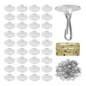 Pack of 50 Practical Clear Adhesive Ceiling Hooks Damage Release Removable Wall Hangers for Holiday Decorations