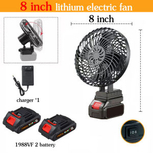 Lithium Battery Electric Fan 8 inch High Power Rechargeable Desk Fan Portable Stand Fan Outdoor Large Capacity Battery Portable Camping Tool Fan
