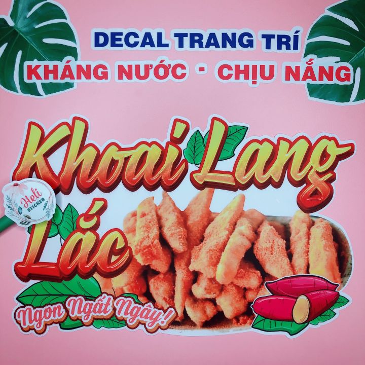Sticker Rau Lang Decal Trang Trí Quán KHOAI LANG LẮC Loại 1 Hình Dán Quán Ăn Vặt, Trà ...