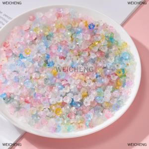 [COD] WEICHENG 50Pcs lot Gradient Flower Acrylic Beads Bellflower Spacer Beads Caps For DIY Charms Bracelets Jewelry Making Findings Accessorie