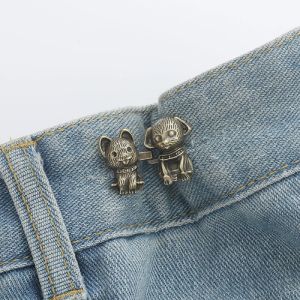 Nexlent Tighten Waist Button Cartoon Shaped Adjustable Jean Waist Buckle No Sew Snap Reusable Jeans Pins