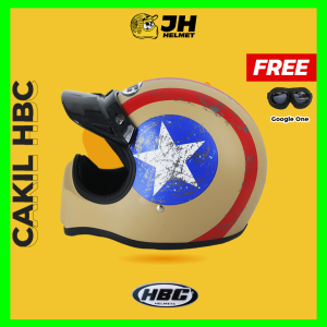Helm Cakil HBC Pet Captain America Cappucino Doff + FREE GOGGLE | Helm Retro | Full Face | Jual Helm